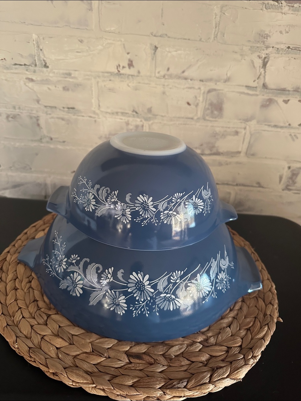 Vintage Pyrex 2 Piece Set Colonial Mist Cinderella Mixing Bowls 444 & 442 - Picture 3 of 9